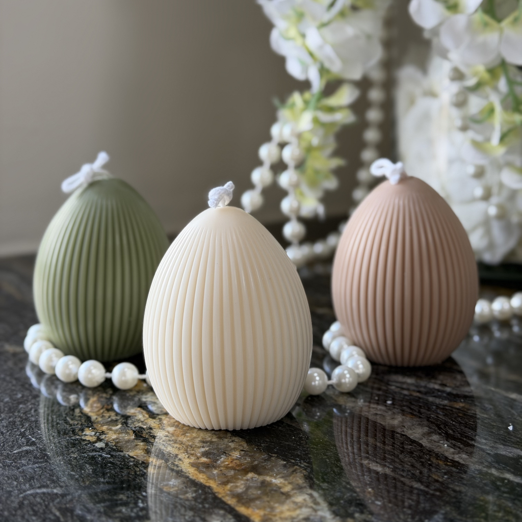 Świeca Jajko z ryflowaniami (2 szt.)