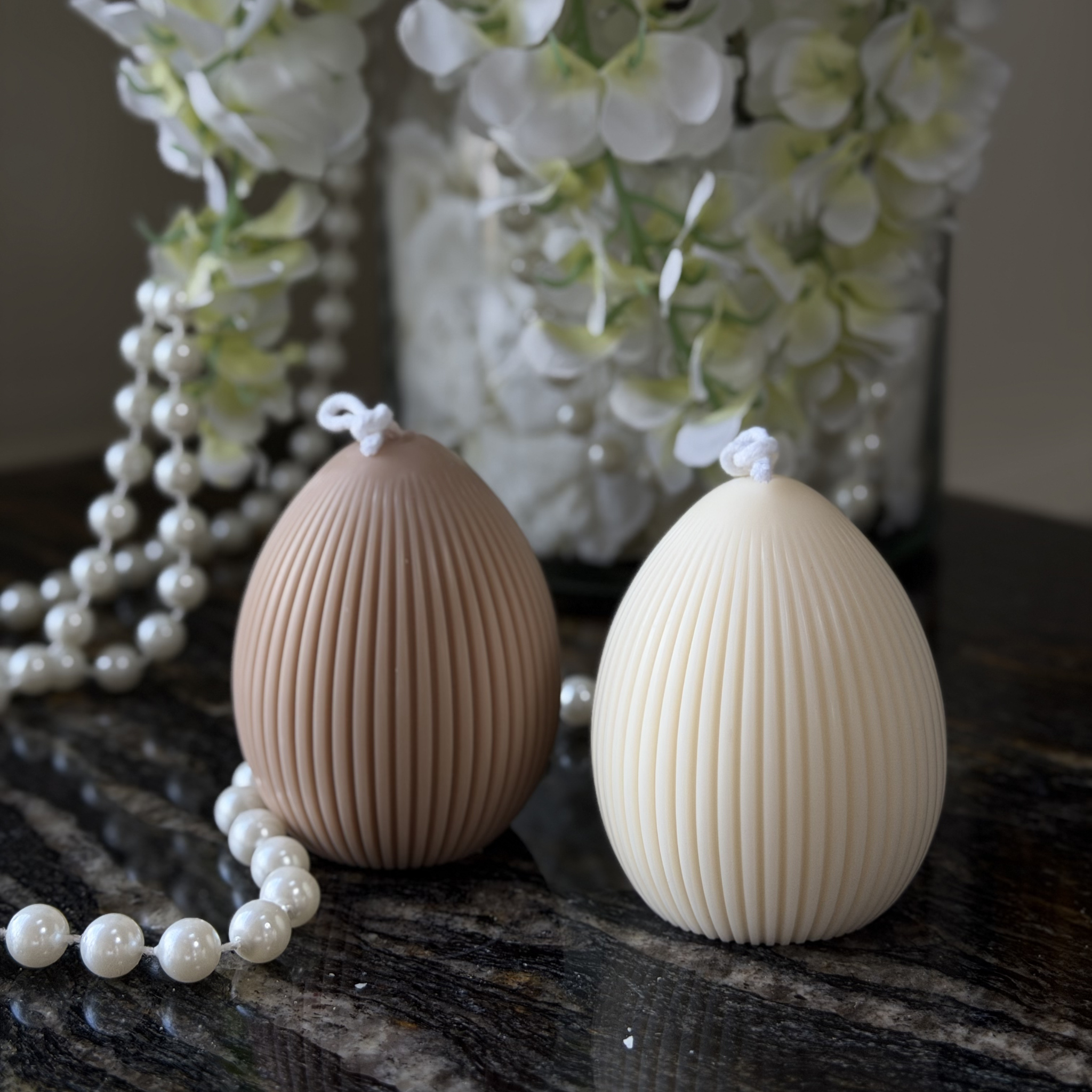 Świeca Jajko z ryflowaniami (2 szt.)