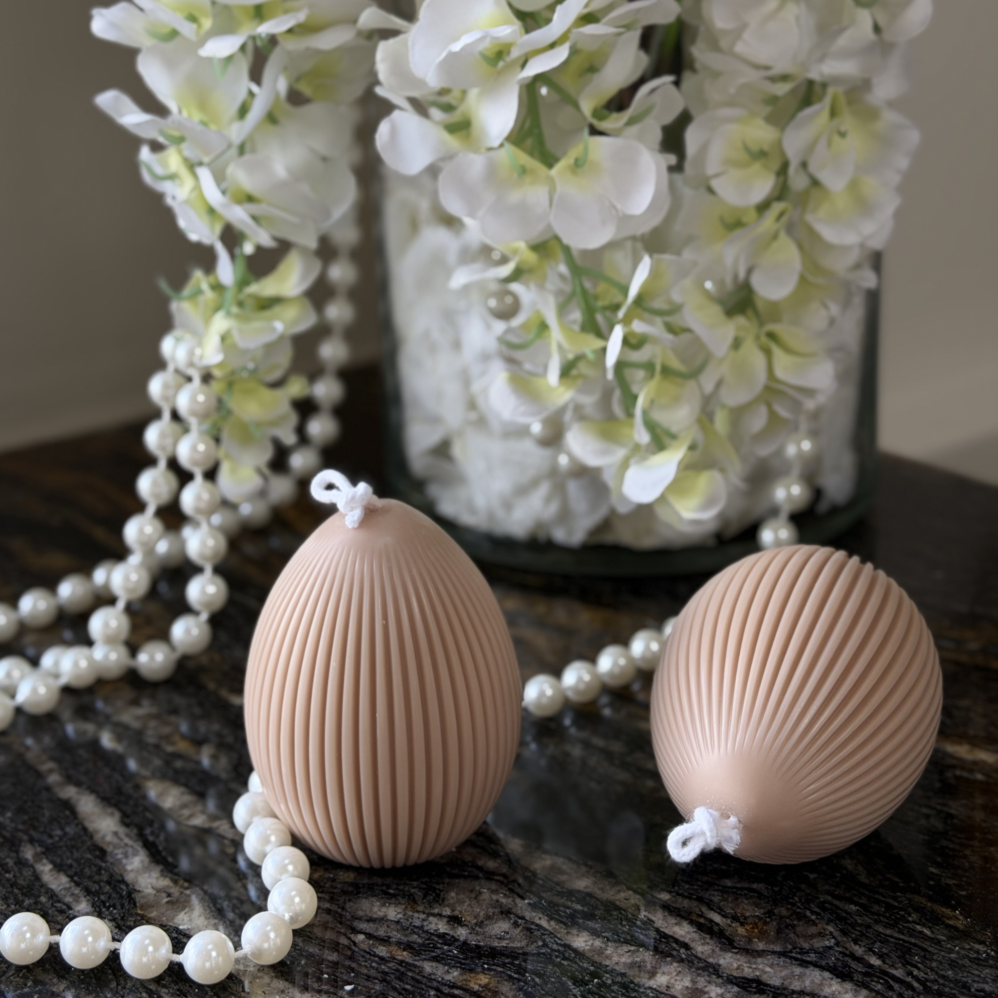 Świeca Jajko z ryflowaniami (2 szt.)