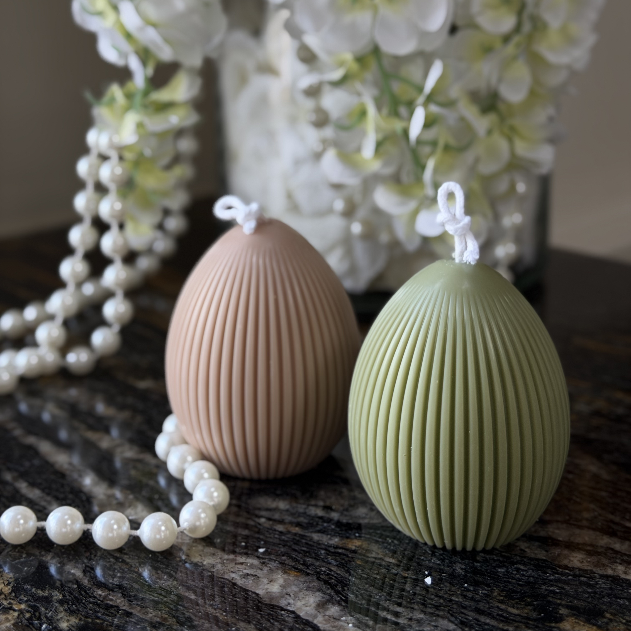 Świeca Jajko z ryflowaniami (2 szt.)