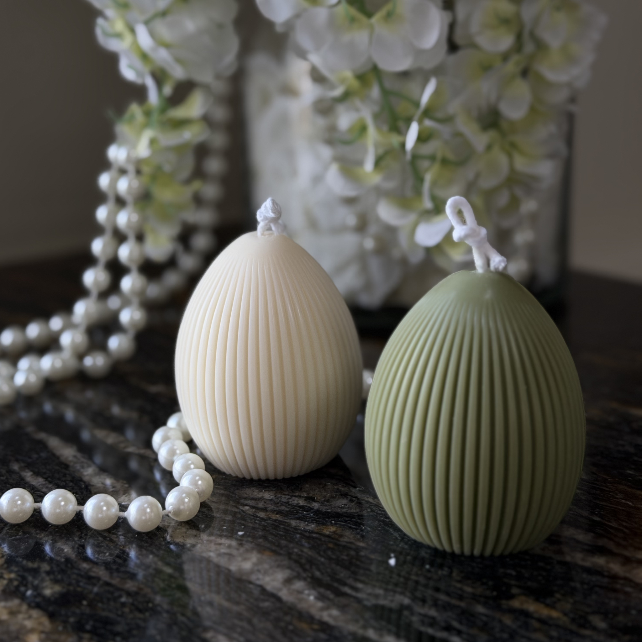 Świeca Jajko z ryflowaniami (2 szt.)