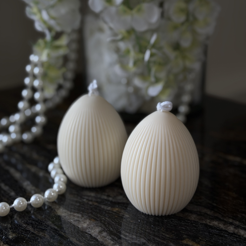 Świeca Jajko z ryflowaniami (2 szt.)