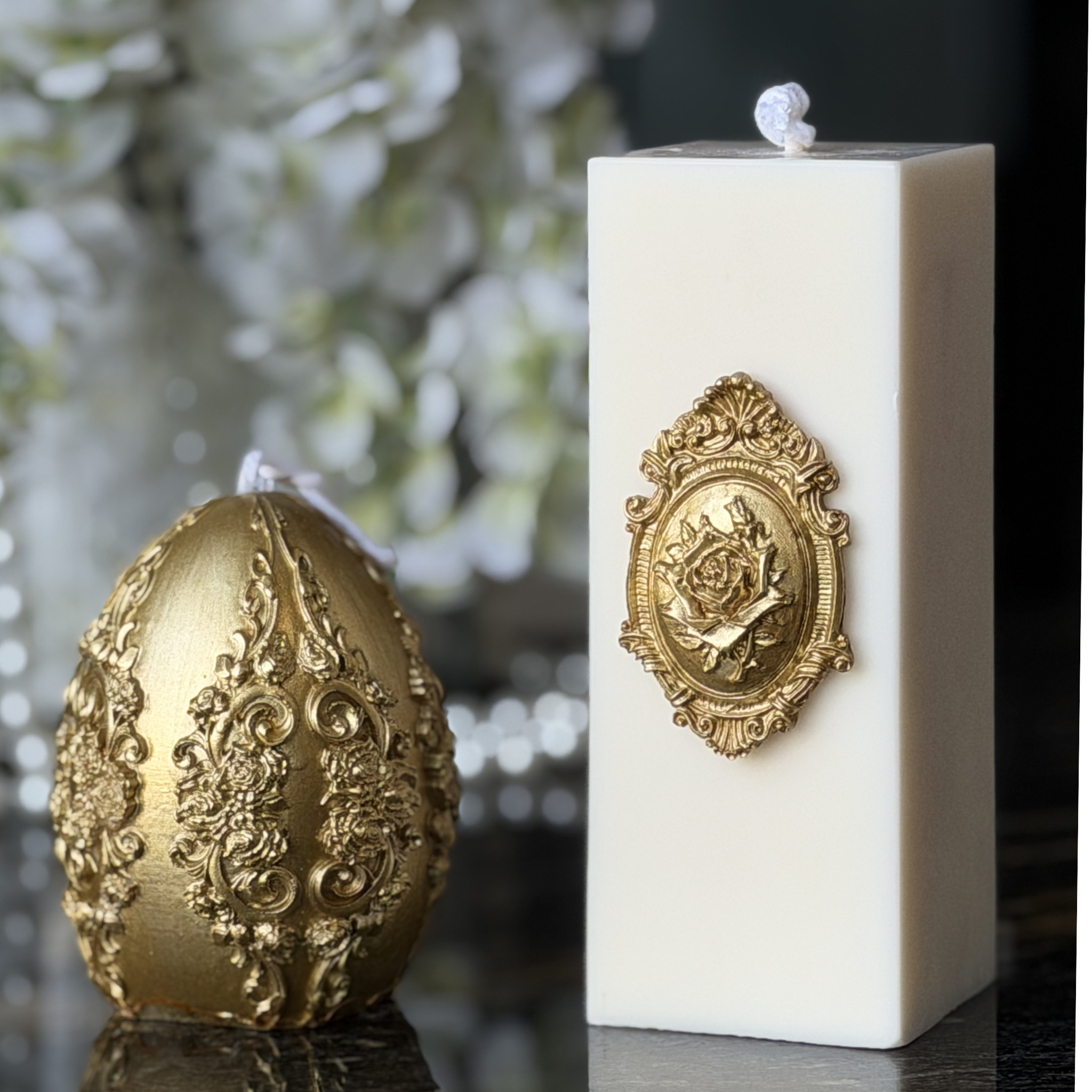 Świeca Kwadrat złoty Emblemat