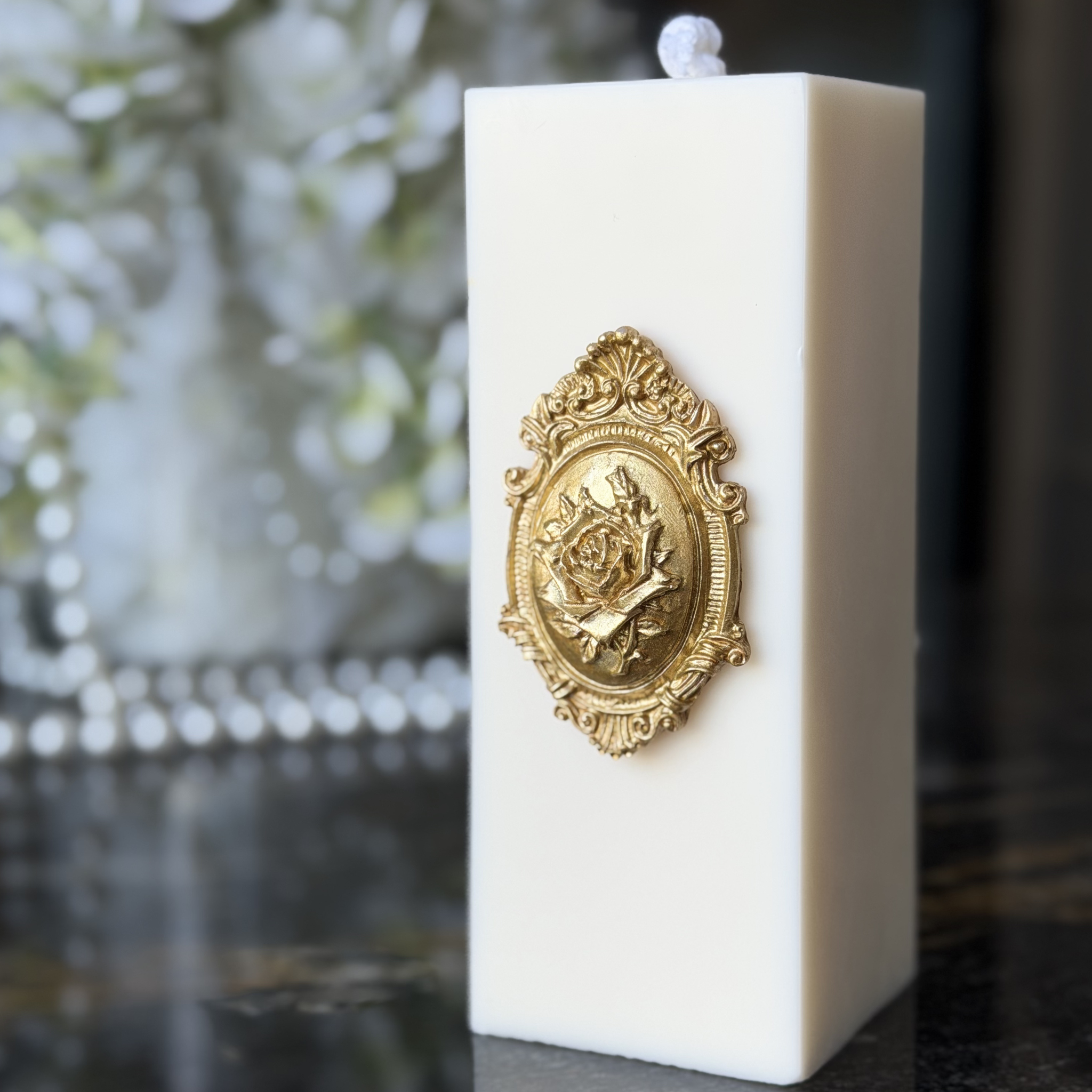 Świeca Kwadrat złoty Emblemat