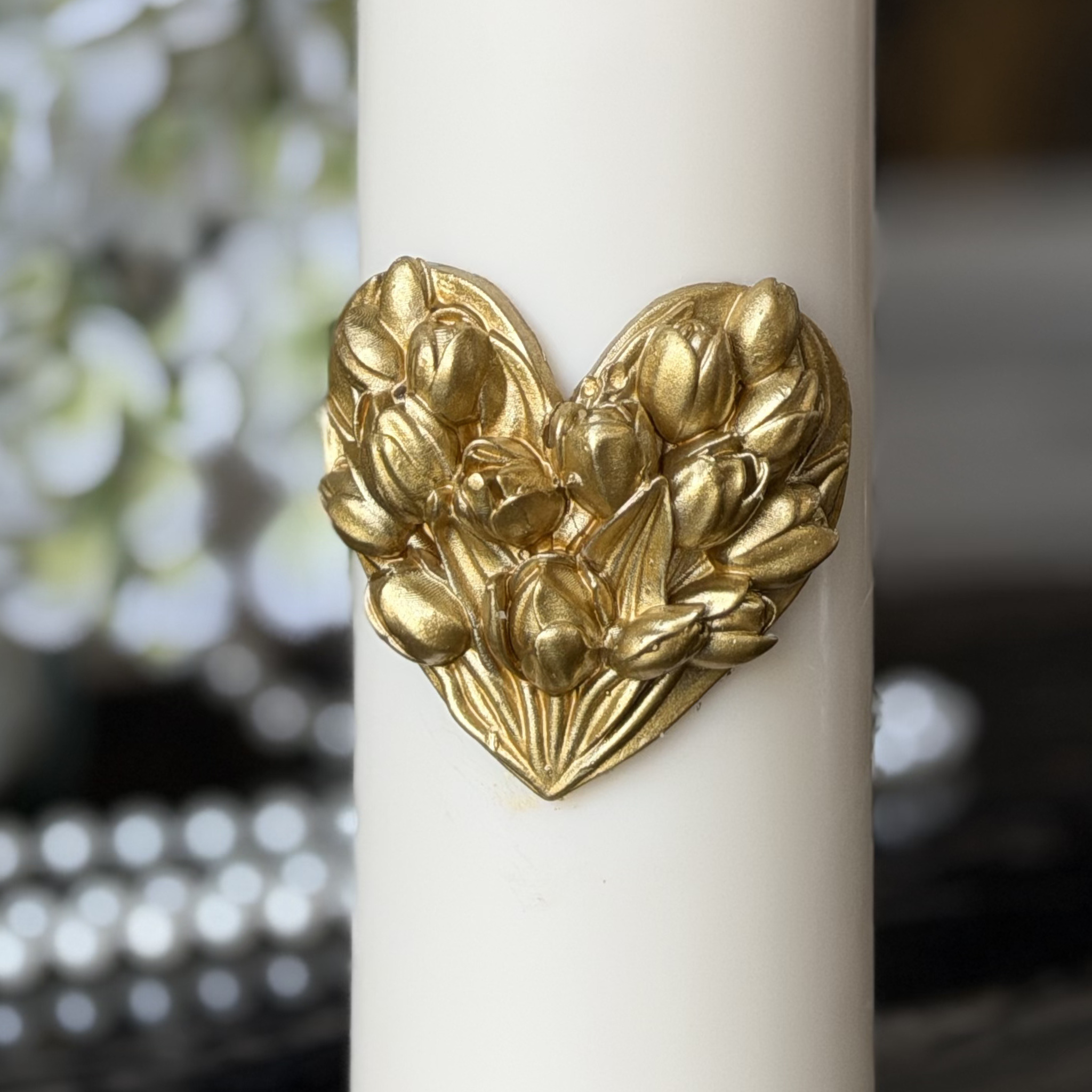 Świeca Pillar L złote Tulipany