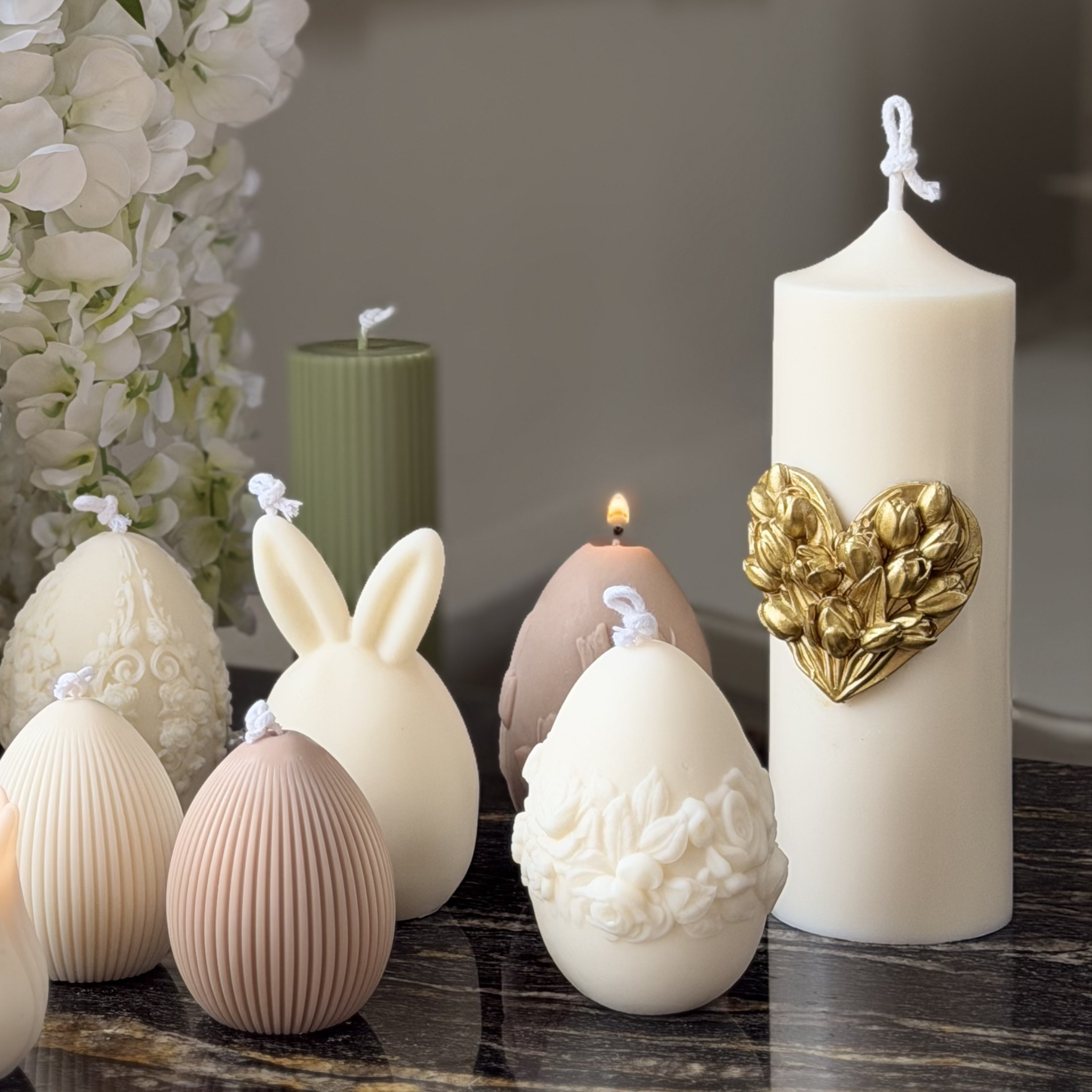 Świeca Pillar L złote Tulipany