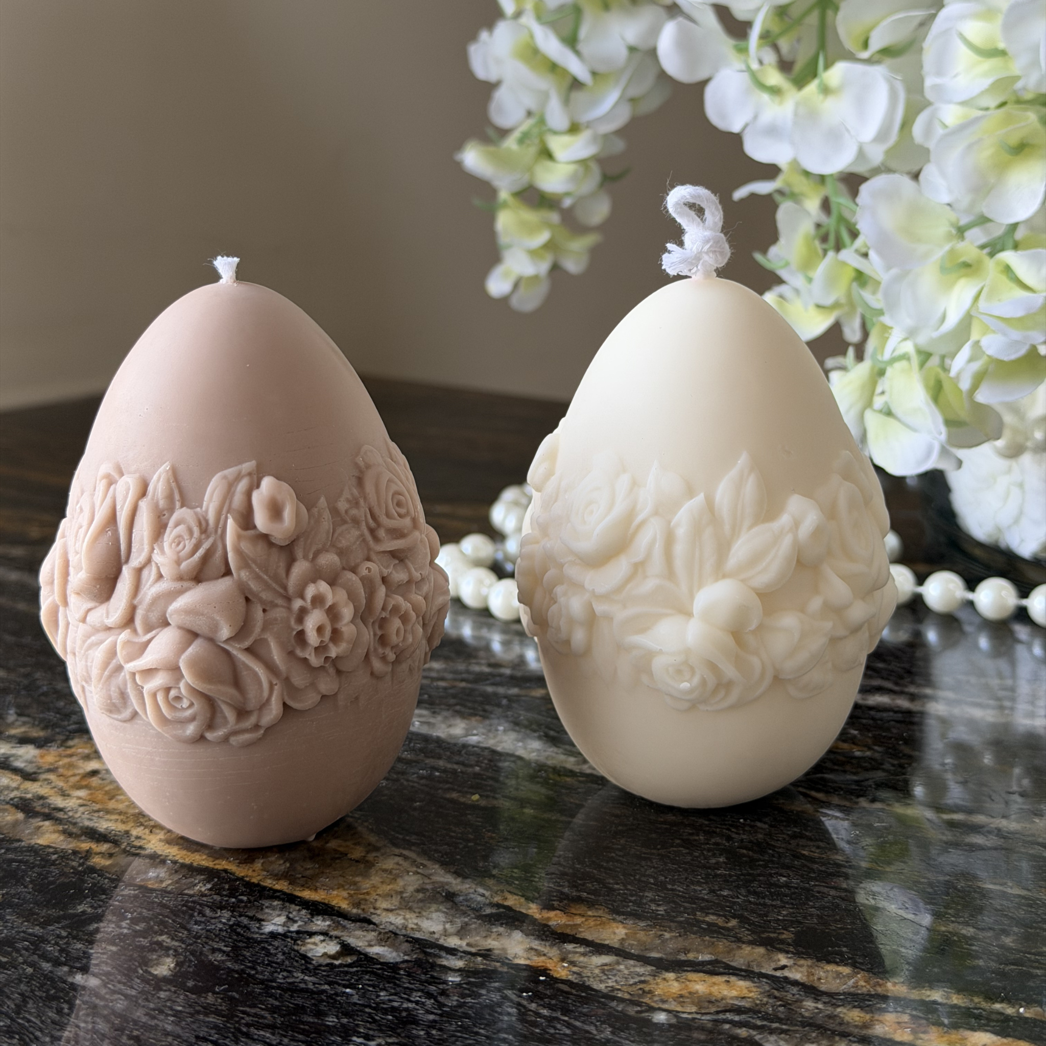 Świeca Jajko Pisanka Róża