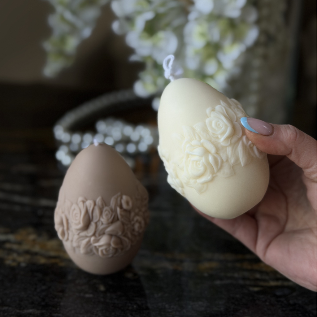 Świeca Jajko Pisanka Róża