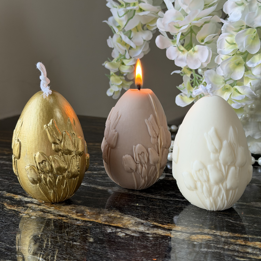 Świeca Jajko Pisanka Tulipany