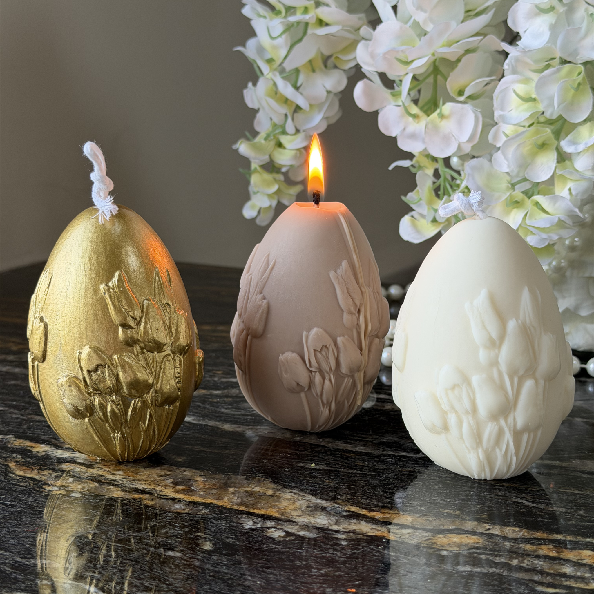 Świeca Jajko Pisanka Tulipany