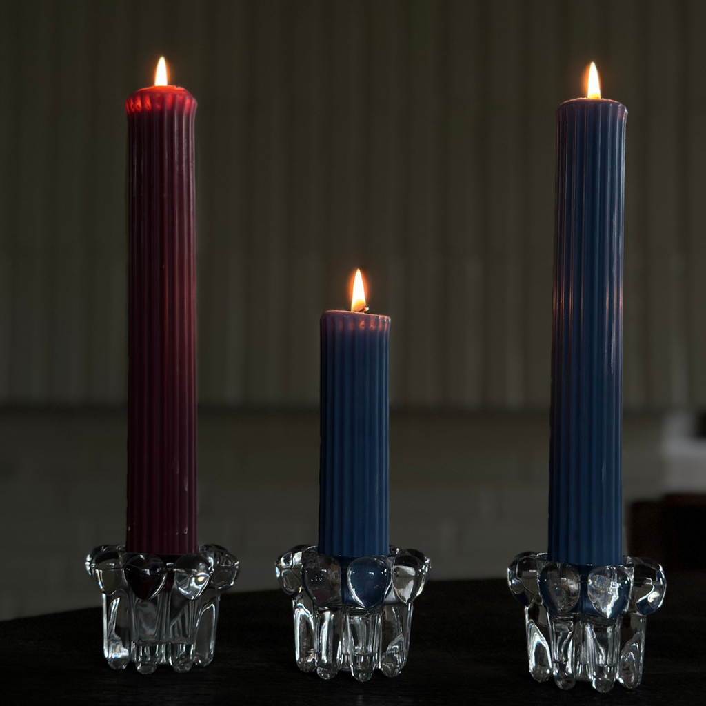 Zestaw Trio: Świece Pillar Ribbed wysokie - 3 szt.